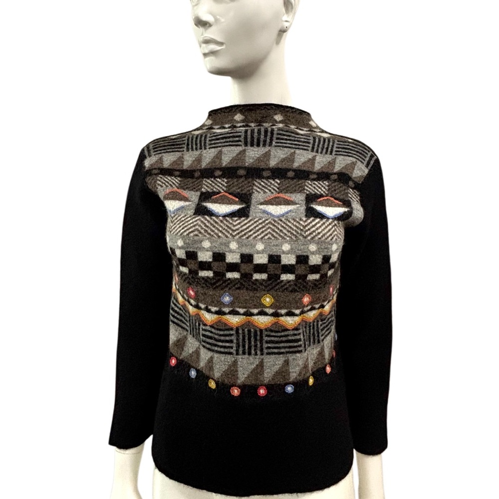 Sol Baby Alpaca Geometric Print Sweater